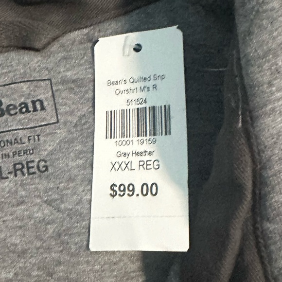 L.L. Bean Men's Quilted Snap Overshirt/Sweatshirt - Picture 5 of 14